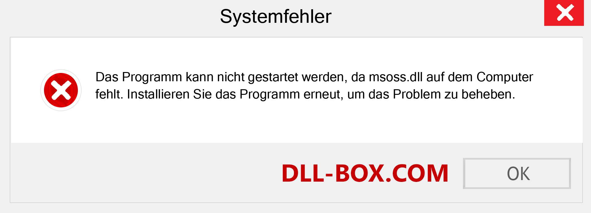 msoss.dll-Datei fehlt?. Download für Windows 7, 8, 10 - Fix msoss dll Missing Error unter Windows, Fotos, Bildern