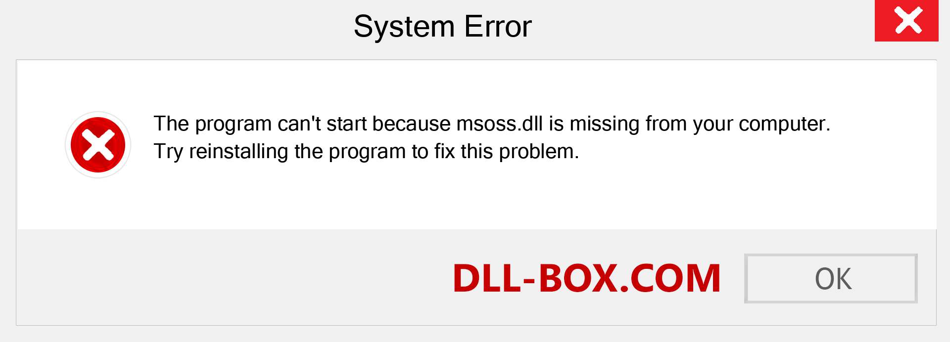  msoss.dll file is missing?. Download for Windows 7, 8, 10 - Fix  msoss dll Missing Error on Windows, photos, images