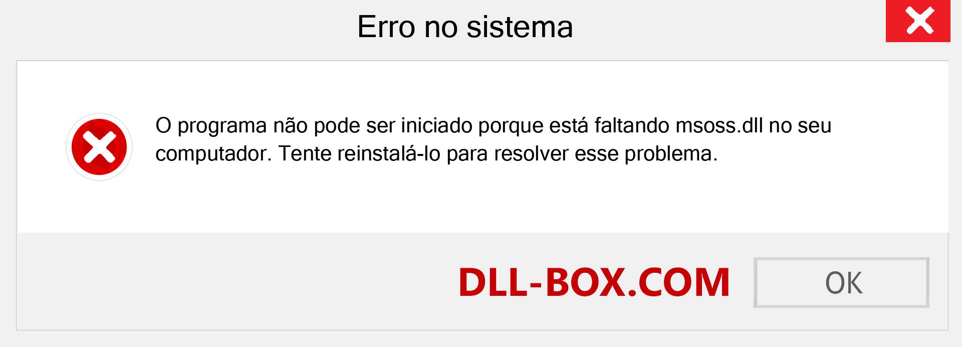 Arquivo msoss.dll ausente ?. Download para Windows 7, 8, 10 - Correção de erro ausente msoss dll no Windows, fotos, imagens